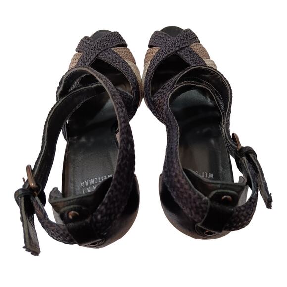 STUART WEITZMAN Raffia Rattan Straw Heels 8.5 Artsy Pumps Event Office Career - Picture 9 of 11